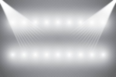 Beyaz ışık ışıklar kümesi farklı şekil ve karanlık afiş tasarlamak vektör çizim içinde pırıl pırıl projeksiyonları