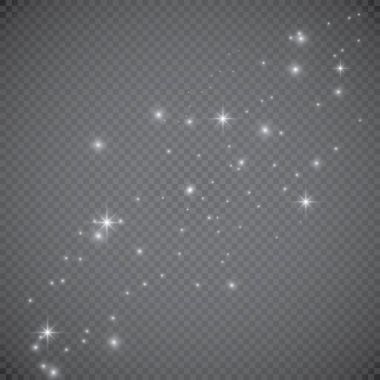 Vektör beyaz glitter dalga soyut çizim. Beyaz yıldız tozu köpüklü parçacıkları üzerinde şeffaf arka plan izole trail. Sihirli kavramı