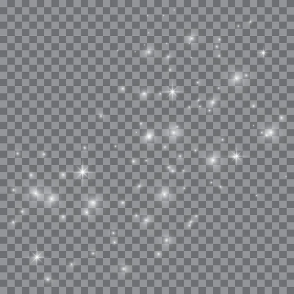 Vetor branco brilho onda ilustração abstrata. Estrela branca rastro de poeira partículas cintilantes isoladas em fundo transparente. Conceito mágico — Vetor de Stock