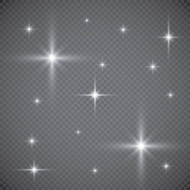 Şeffaf Mercek Fişekleri ve Işıklandırma Efektleri Kümesi