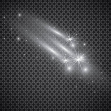 Soyut yarı saydam vektör sihirli parlama yıldız izi ışık efekti neon kavisli bulanıklık çizgi ile ateş açınca. Parlak saydam kuyruklu yıldız bokeh. Saydam arka plan üzerinde özel beyaz Noel etkisi