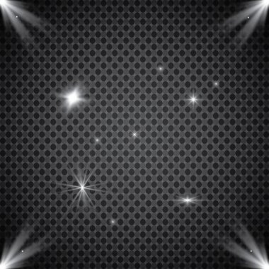 Parlayan ışıklar efekt, parlama, patlama ve yıldızlar. Şeffaf arkaplanda özel efekt izole edildi