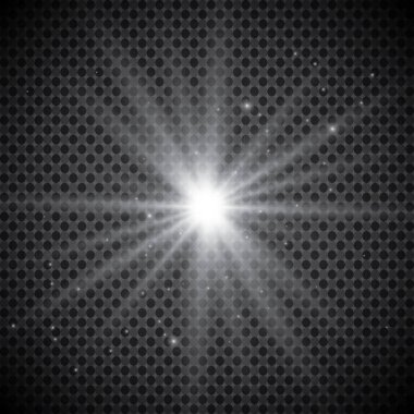 Parlayan ışıklar efekt, parlama, patlama ve yıldızlar. Şeffaf arkaplanda özel efekt izole edildi