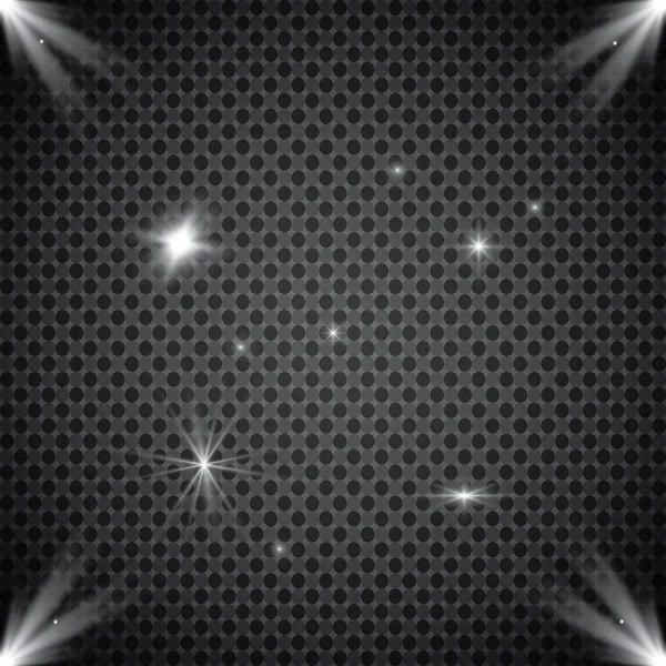 Parlayan ışıklar efekt, parlama, patlama ve yıldızlar. Şeffaf arkaplanda özel efekt izole edildi