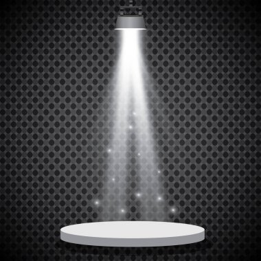 Gösteri yarışması veya röportaj vektörü illüstrasyonu için spot ışıkları gerçekçi şeffaf arkaplan