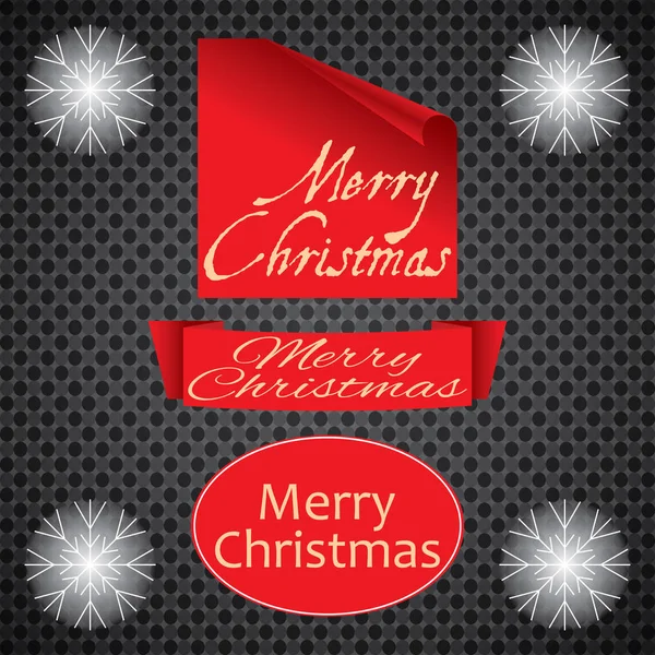 Papel curvo detalhado realista vermelho Merry Christmas banner isolado no fundo branco. Ilustração vetorial —  Vetores de Stock