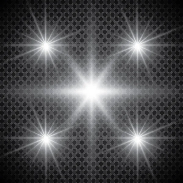 Set of golden glowing lights effects isolated on transparent background. Sun flash with rays and spotlight. Glow light effect. Star burst with sparkles. — Stock Vector