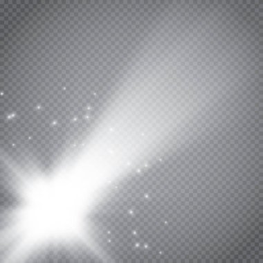 Soyut yarı saydam vektör sihirli parlama yıldız izi ışık efekti neon kavisli bulanıklık çizgi ile ateş açınca. Parlak saydam kuyruklu yıldız bokeh. Saydam arka plan üzerinde özel beyaz Noel etkisi