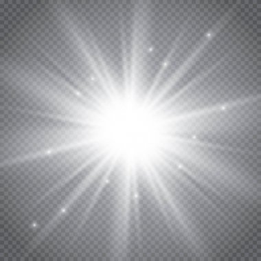 Saydam bir arka plan üzerinde izole ışıkları parlayan kümesi. Flaş ışınları ve bir projektör ile yanıp söner. Işık efekti kızdırma. Sparkles ile yıldızı parladı.