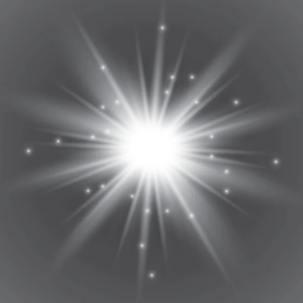 Saydam bir arka plan üzerinde izole ışıkları parlayan kümesi. Flaş ışınları ve bir projektör ile yanıp söner. Işık efekti kızdırma. Sparkles ile yıldızı parladı.