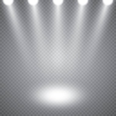 Aydınlatma sahneleri, şeffaf bir arka plan şeffaf etkileri. Sahne ışıkları ile parlak aydınlatma.