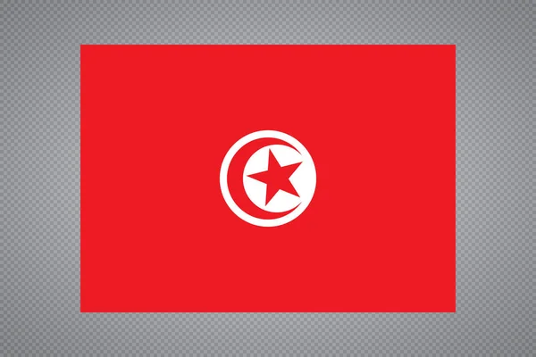 Símbolo estatal tunecino. Bandera rectangular con media luna rodeando la estrella de cinco puntas en el centro. Colores y proporciones adecuadas. Vector eps8 ilustración . — Vector de stock