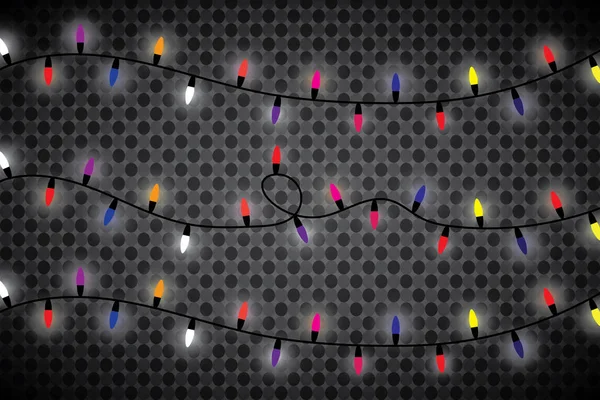 Şeffaf arka planda izole edilmiş Noel ışıkları. Parlayan Xmas çelengi. Vektör illüstrasyonu — Stok Vektör