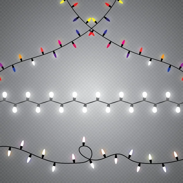 Julbelysning isolerad på transparent bakgrund. Jultomtens glödande krans. Vektorillustration — Stock vektor