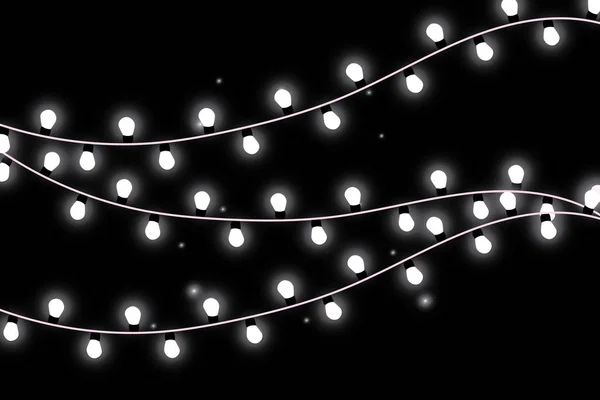 Oświetlenie Świąteczne Przezroczystym Tle Boże Narodzenie Świecące Girlandy Ilustracja Wektora — Wektor stockowy