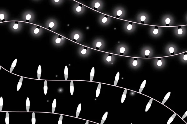 透明な背景に隔離されたクリスマスライト Xmas輝くガーランド ベクターイラスト — ストックベクタ