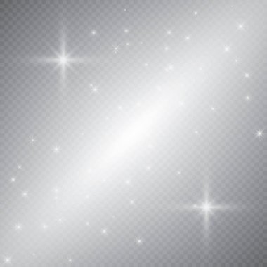 Altın parlayan kümesi üzerinde şeffaf arka plan izole etkileri ışıklar. Güneş ışınları ile flash ve spot. Parlama ışık efekti. Yıldız patlaması ile parıldıyor.