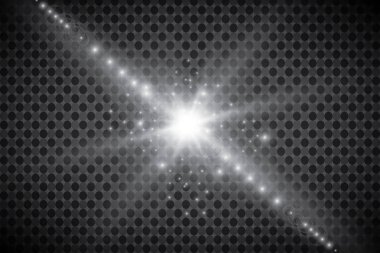 Vektör şeffaf güneş ışığı özel lens ışık efekti. Güneş ışığı ve spot ışıklarıyla parlıyor