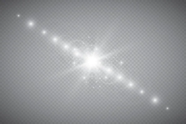 Vektor Transparent Solljus Speciell Lins Utflytning Ljuseffekt Solblixt Med Strålar — Stock vektor