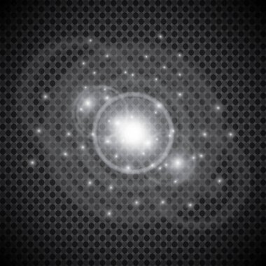 Soyut lüks beyaz vektör ışık parlama yarım daire ve kıvılcım ışığı efekti. Pırıl pırıl parlayan yuvarlak çerçeve şeffaf. Yıldız ışığı hareketli arka plan. İleti veya logo için bulanık parlaklık alan