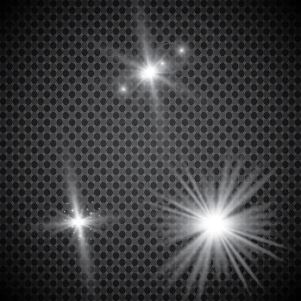 Λαμπερά Φώτα Φωτοβολίδες Εκρήξεις Και Αστέρια Ειδικό Εφέ Που Απομονώνεται — Διανυσματικό Αρχείο