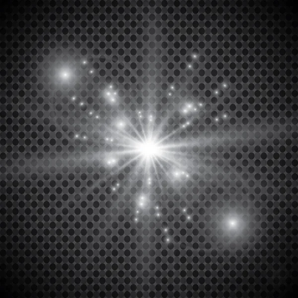 再生ベクトルの背景に透明度が分離された発光効果のセット レンズフレア 星やボケコレクションと輝き — ストックベクタ