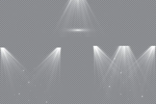 Insamling Scenbelysning Genomskinliga Effekter Ljus Belysning Med Spotlights — Stock vektor