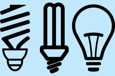 Ampul çizgisi simgesi vektörü, beyaz arkaplanda izole. Fikir işareti, çözüm, düşünme konsepti. Işıklı lamba. Elektrik, parlıyor. Grafik tasarımı için modaya uygun düz stil, web sitesi, UI. EPS