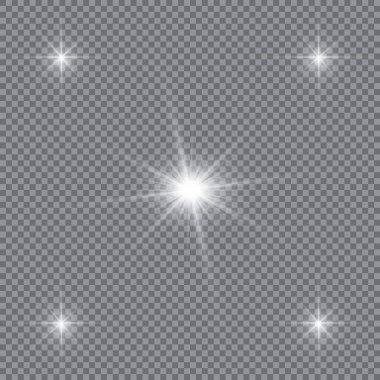 Altın parlayan kümesi üzerinde şeffaf arka plan izole etkileri ışıklar. Güneş ışınları ile flash ve spot. Parlama ışık efekti. Yıldız patlaması ile parıldıyor.