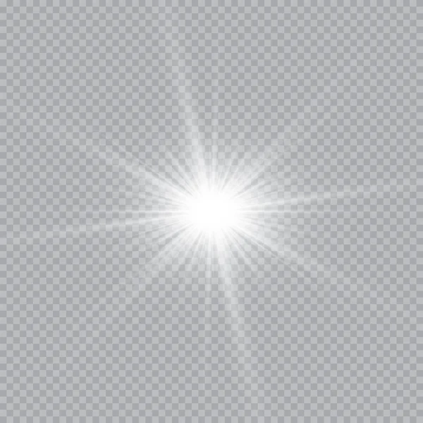 Ensemble Effets Lumineux Dorés Isolés Sur Fond Transparent Flash Solaire — Image vectorielle