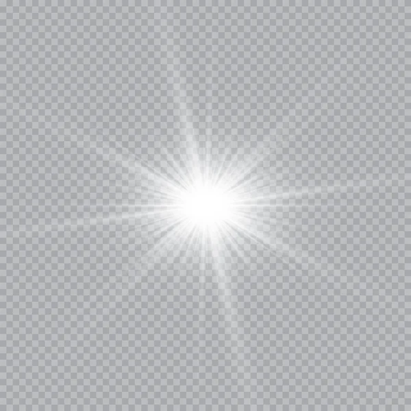 Altın parlayan kümesi üzerinde şeffaf arka plan izole etkileri ışıklar. Güneş ışınları ile flash ve spot. Parlama ışık efekti. Yıldız patlaması ile parıldıyor.