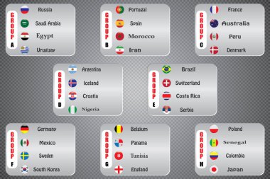 Futbol Dünya Kupası. grafik çizim bayrakları, 32 katılımcılar.