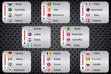 Futbol Dünya Kupası. grafik çizim bayrakları, 32 katılımcılar.