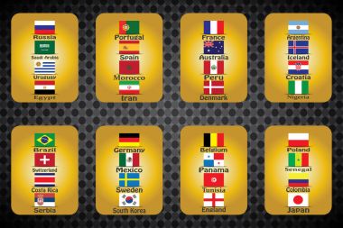 Futbol Dünya Kupası. grafik çizim bayrakları, 32 katılımcılar.