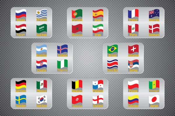 Mistrzostwa Świata Piłce Nożnej Graficzny Rysunek Flagi Uczestników — Wektor stockowy