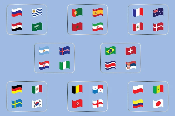 Coupe Monde Football Drapeaux Graphiques Participants — Image vectorielle