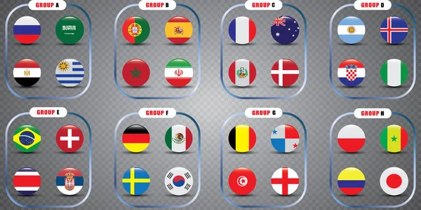 Coupe Monde Football Drapeaux Graphiques Participants — Image vectorielle