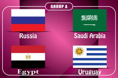 Futbol. Şampiyonası. Vektör bayrakları. Rusya. A grubu