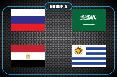 Futbol. Şampiyonası. Vektör bayrakları. Rusya. A grubu