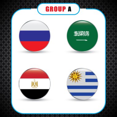 Futbol. Şampiyonası. Vektör bayrakları. Rusya. A grubu