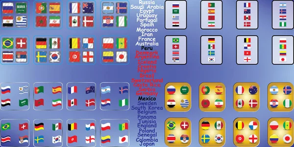 Football Championnat Monde Drapeaux Vectoriels Pays Coupe Monde Graphique Information — Image vectorielle