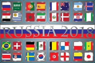 Futbol. Dünya Şampiyonası. Vektör bayrakları ülke. Dünya Kupası. Bilgi grafik ülkelerin bayrakları.