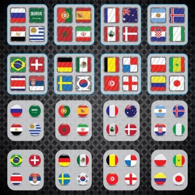Futbol. Dünya Şampiyonası. Vektör bayrakları ülke. Dünya Kupası. Bilgi grafik ülkelerin bayrakları.