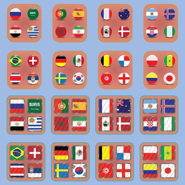 Fußball Weltmeisterschaft Vektor Flaggen Des Landes Weltcupsieg Informationsgrafik Der Flaggen — Stockvektor
