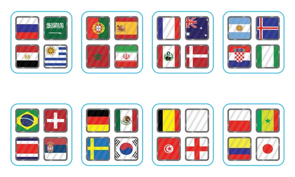 Grupos Del Campeonato Mundial Fútbol Banderas Campo Vectoriales 2018 Torneo — Vector de stock