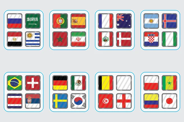 Grupos Del Campeonato Mundial Fútbol Banderas Campo Vectoriales 2018 Torneo — Vector de stock