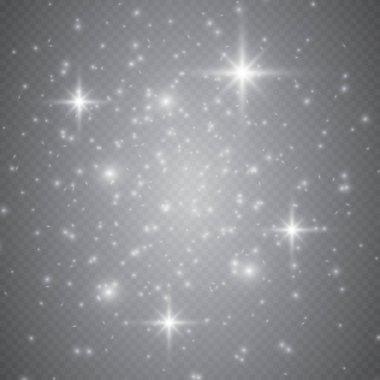 Saydam bir arka plan üzerinde izole altın parlayan ışıklar kümesi. Işık efekti kızdırma. Yıldız pul ile parladı.