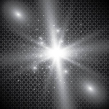 Parlayan ışıklar efekt, parlama, patlama ve yıldızlar. Şeffaf arkaplanda özel efekt izole edildi