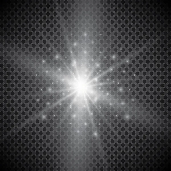 Effet Lumière Incandescente Éruption Explosion Étoiles Effet Spécial Isolé Sur — Image vectorielle