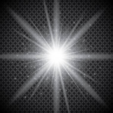 Parlayan ışıklar efekt, parlama, patlama ve yıldızlar. Şeffaf arkaplanda özel efekt izole edildi